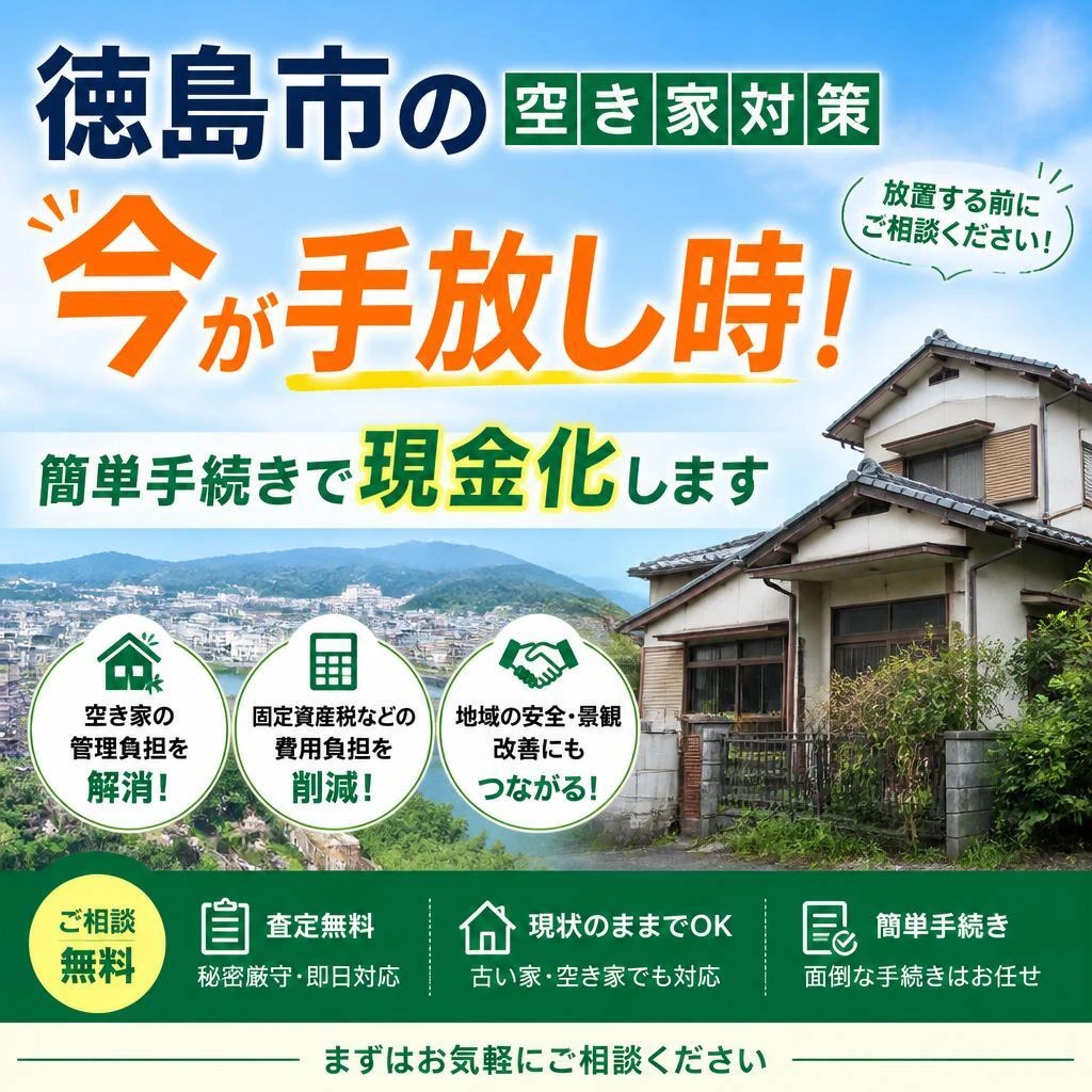 徳島市の空き家対策、今が手放し時！簡単手続きで現金化します