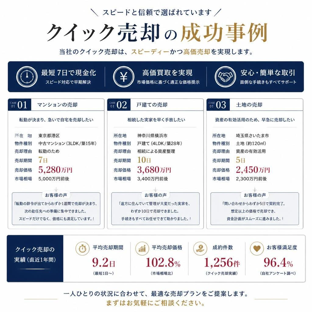 クイック売却の実績