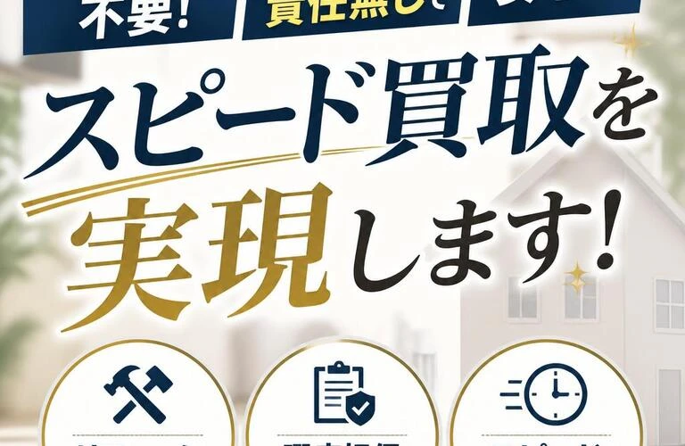リフォームも不要！瑕疵担保責任無しで安心のスピード買取を実現します！