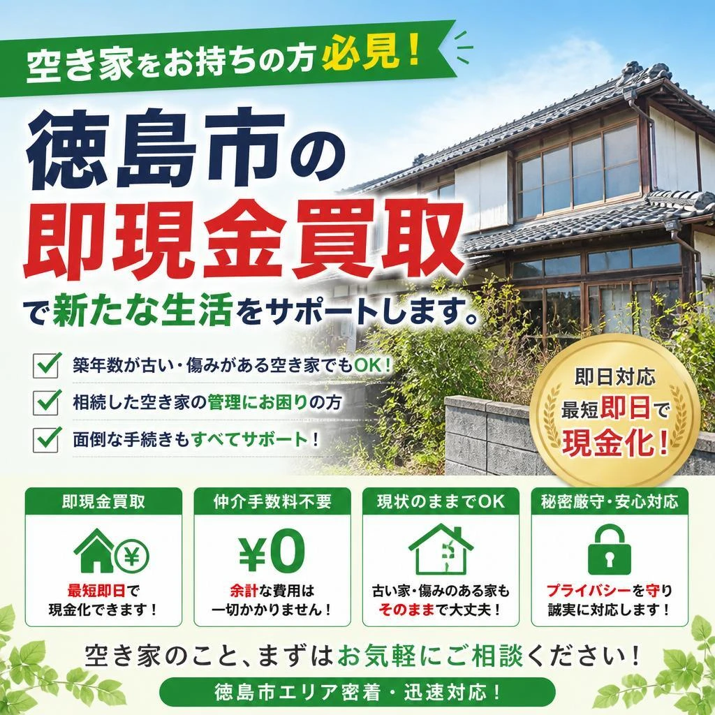 空き家をお持ちの方必見！徳島市の即現金買取で新たな生活をサポートします。