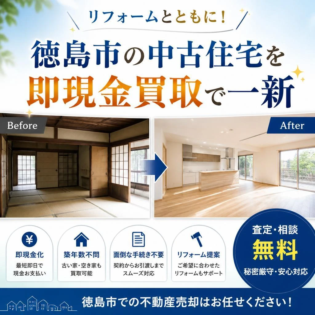 リフォームとともに！ 徳島市の中古住宅を即現金買取で一新
