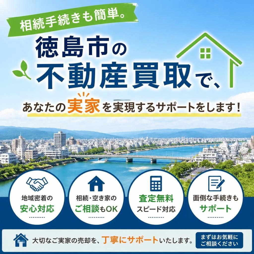 相続手続きも簡単。徳島市の不動産買取で、あなたの実家を実現するサポートをします！