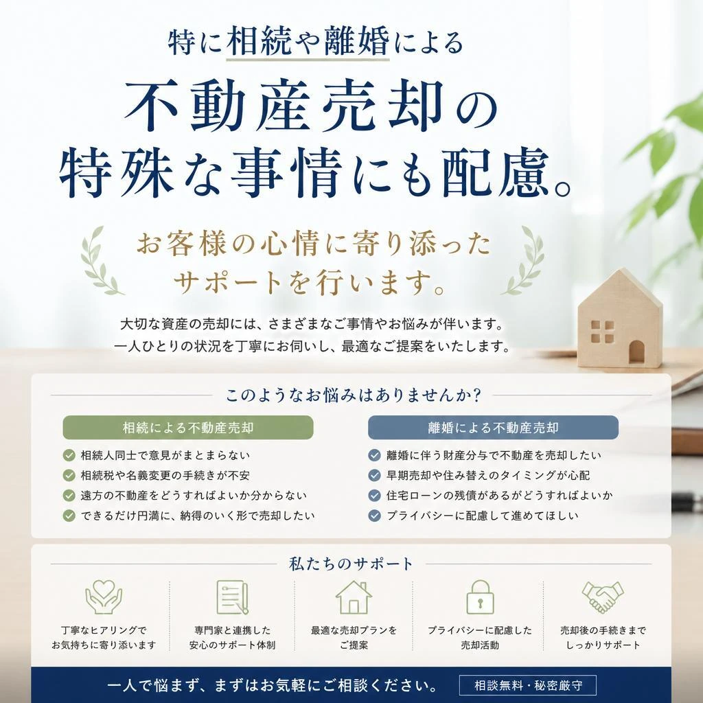 相続や離婚に伴う売却サポート